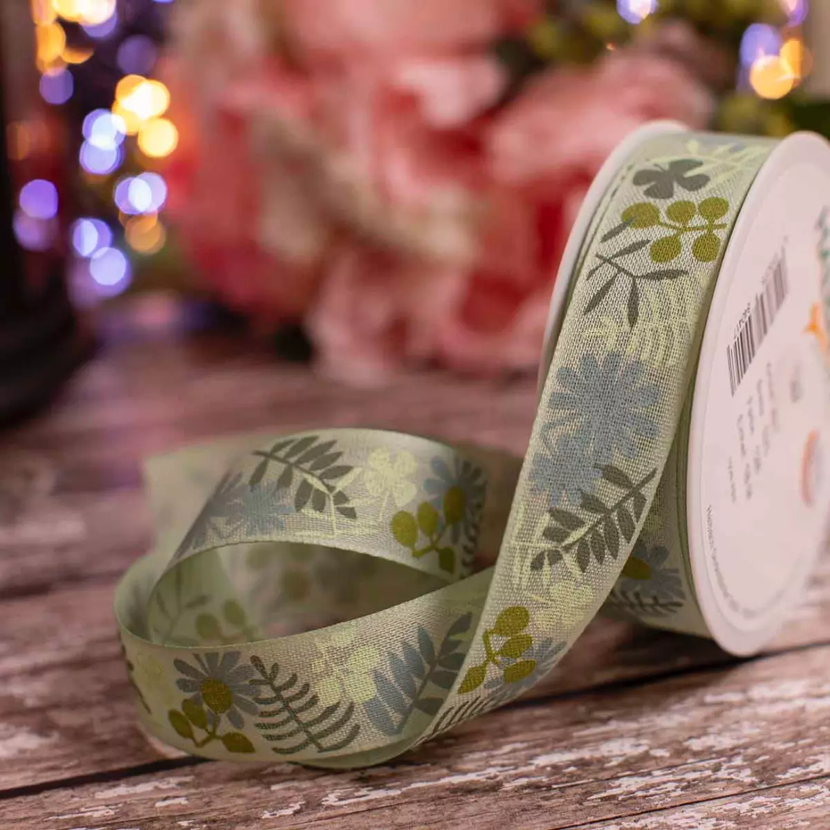 25mm Leaf Print Ribbon