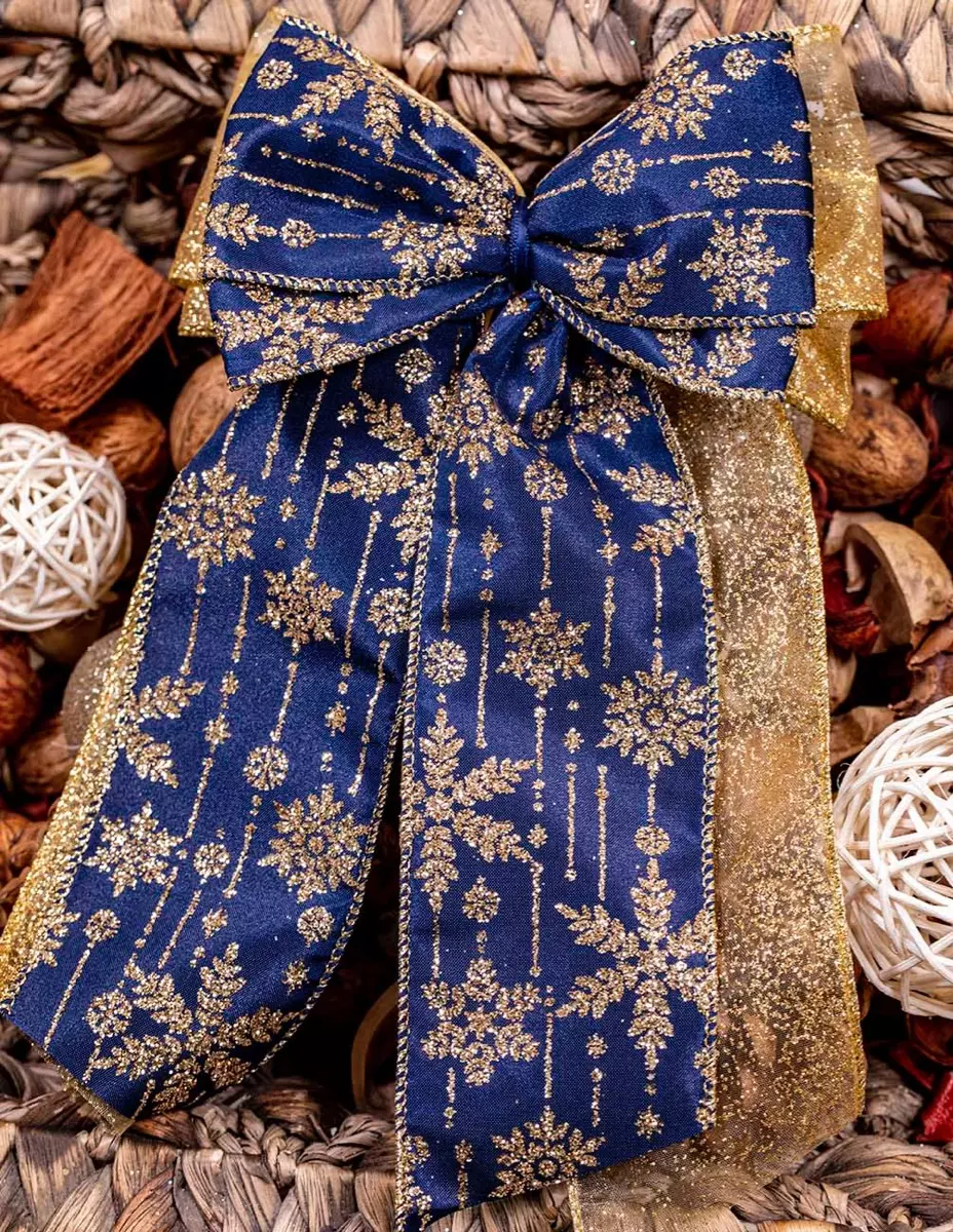 navy and gold handmade bow