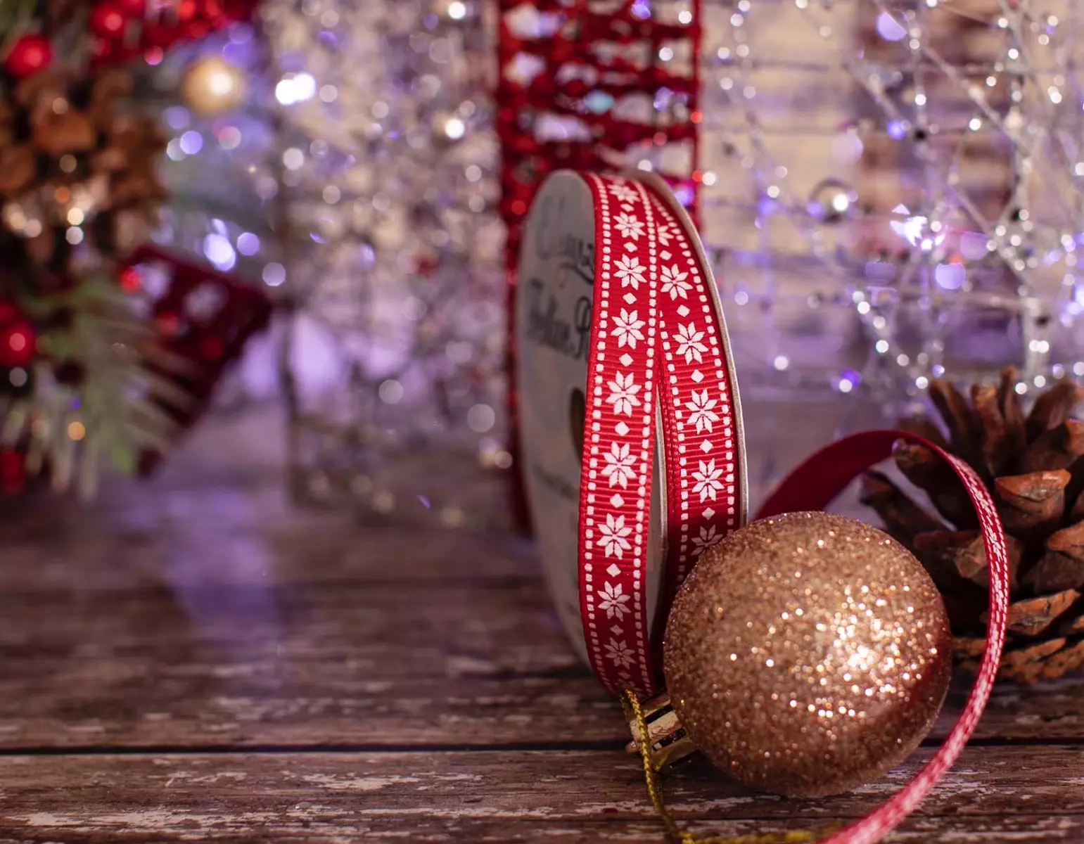 Narrow red christmas Grosgrain Ribbon