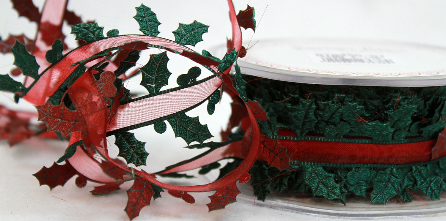 Holly Themed Christmas Ribbons