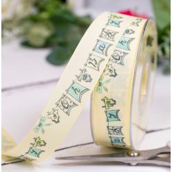 25mm x 25m Yellow Taffeta With Oh Baby Print Article 80465