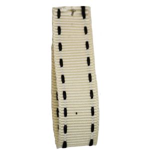 Stitched Grosgrain Ribbon Article 1339 Col: Ivory / Black