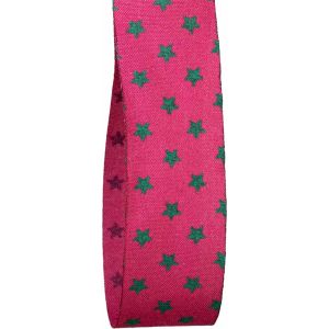 25mm x 20m Cerise Cotton Cut Edge Ribbon With Star Print